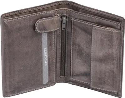 Produktbild von Lederbörse mit RFID-Schutz Herrenbörse Brieftasche hochformat taupe grau