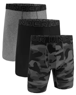 Produktbild von UNDER ARMOUR Herren Boxershorts, 3er Pack - Performance Tech Long Boxer Briefs, Novelty 9 in, Camouflage, Stretch Schwarz/Grau 2XL