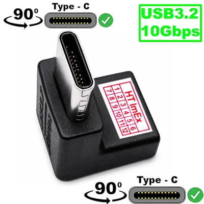 Produktbild von USB-C 3.2 10Gbps Stecker auf USB 3.2 Typ-C Buchse Adapterkabel L abgewinkelt