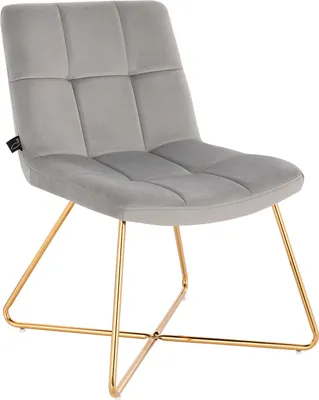 Image de SVITA LYNN Fauteuil de salon Fauteuil de cocktail Fauteuil club Fauteuil rembourré sans accoudoirs Pieds dorés Garniture en velours Gris