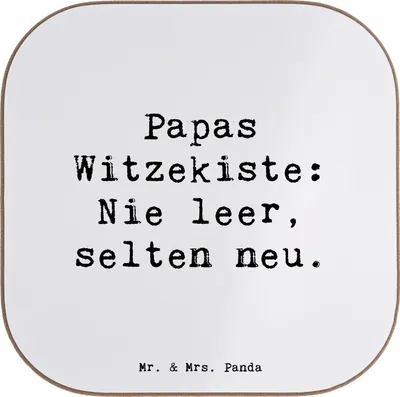 Produktbild von Mr. & Mrs. Panda Personalisierte Glasuntersetzer Vater Witzekiste - Weiß - Geschenk, Bierdeckel Personalisiert, Untersetzer, Weihnachten, Vaterwitze, Liebe, Verwandte