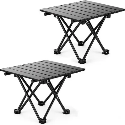 Produktbild von Camping-Klapptisch, schwarz, mit Tragetasche, 42 x 35 cm, multifunktionaler Tisch für den Außenbereich, Reisetisch, Picknicktisch, Gartentisch