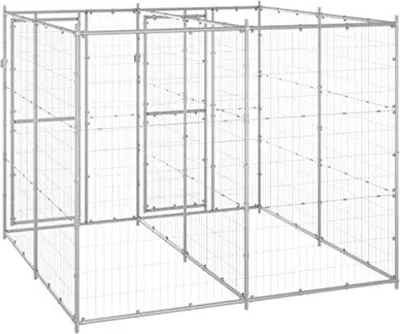 Image de Niche d'extérieur - Niche pour grands chiens - Enclos pour chiens d'extérieur - 220 x 220 x 180 cm - Argent