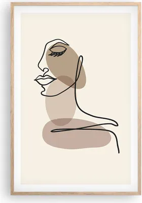 Produktbild von Gerahmtes Poster - Rahmen in heller Eiche - Zeichnung einzeilig Frau - 61x91,5 cm - Wand Bild - Wanddeko - Wandbilder - Kunstposter - Wandposter - Bilderrahmen - Bilder - Kunstdruck - P2NPA61x91-4612
