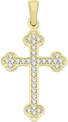 Produktbild von Wunderschöner 9 Karat (375) Gold Kreuz Damen - Anhänger; TRS37453