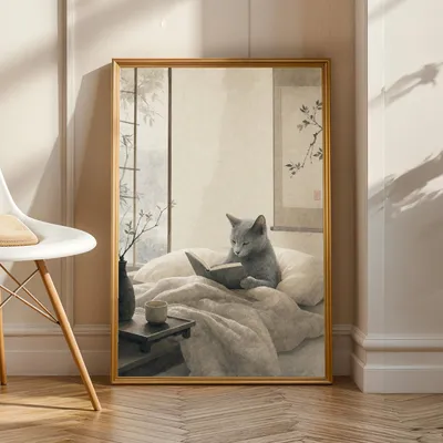 nebelgraue Zen-Katze, Katzenposter, Produktansicht 1