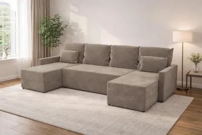 Zdjęcie produktu dla Duży narożnik KUBO U z funkcją spania i pojemnikiem na pościel sofa do salonu