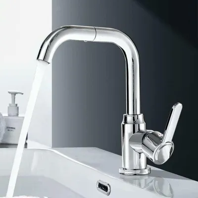 Obrázek produktu pro Otočná baterie k umyvadlu, 720° otočná páková baterie k umyvadlu nebo nástavnému umyvadlu, nerezová ocel, výška 250 mm, chrom