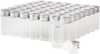 Immagine prodotto di Flaconi di vetro trasparenti con tappo a vite e tappo in plastica - 10 ml - Piccoli flaconi di vetro - Flaconi di vetro a prova di perdite per liquidi - Adatti anche per polveri