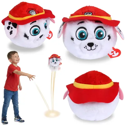 Produktbild von TY PAW Patrol Marshall Plüschball, hüpfendes BEANIE BOUNCERS Maskottchen, Geschicklichkeitsspielzeug 10 cm