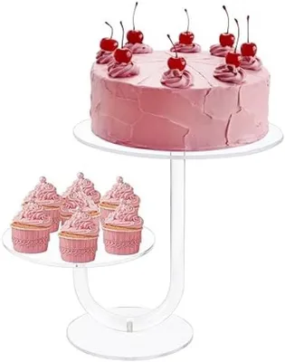 Productafbeelding van PromoHome® Twee-laags taartstandaard, transparant acryl – 20,5 cm en 25,5 cm