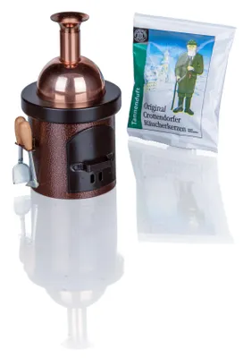 Produktbild von Crottendorfer Räucherofen - Braukessel 13cm in braun, inkl. 5 Räucherkerzen "Tannenduft"