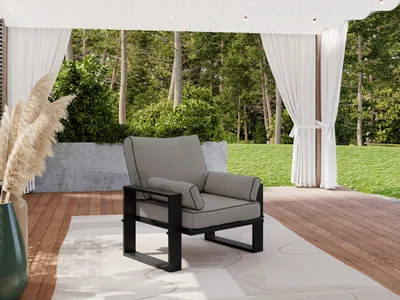 Produktbild von MKS MEBLE Einzelsessel, Gartenstühle, Wetterfest, Gartensessel, Outdoor Sessel - ELBA - grau