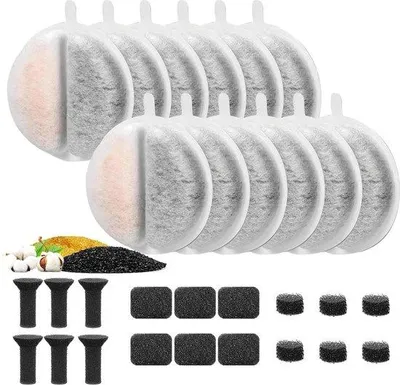 Image de Lot de 12 filtres à eau pour chat, filtre triple avec résine et charbon actif, 2,5 l