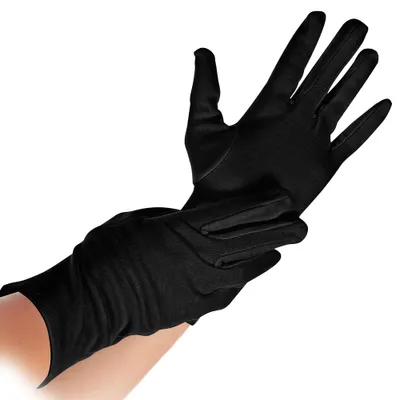 Produktbild von 12 Paar Baumwollhandschuhe Schwarz Größe L waschbar Handschuhe Stoffhandschuhe Baumwoll-Handschuhe
