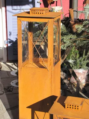 Produktbild von Edelrost Laterne mit Glas, 105 cm