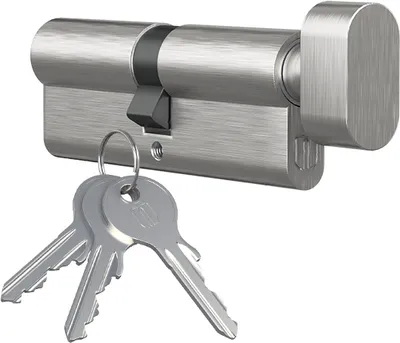 Produktbild von Knopfzylinder Türschloss Profilzylinder mit Knopf vernickelt 25mmx35mm