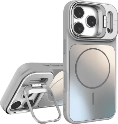 Produktbild von TPU Hülle für Apple iPhone 17 Pro Max AG Frosted MagSafe & Ringhalterung Silber