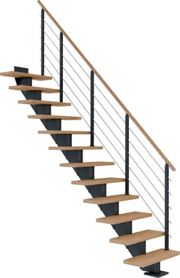 Produktbild von Dolle Mittelholmtreppe Hamburg Gerade Eiche weiß, geölt 75 cm breit für GH 240 – 279 cm UK Metall Anthrazit mit Geländer