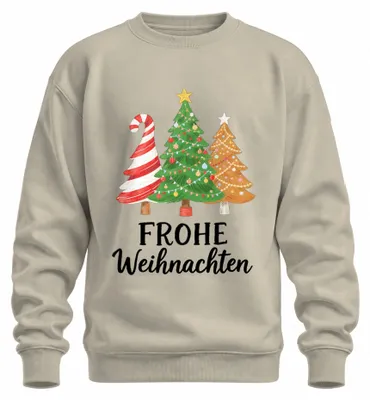 Produktbild von Frohe Weihnachten Weihnachtsbaum Zuckerstange Tannenbaum Sweatshirt Pullover, Natur, XXL