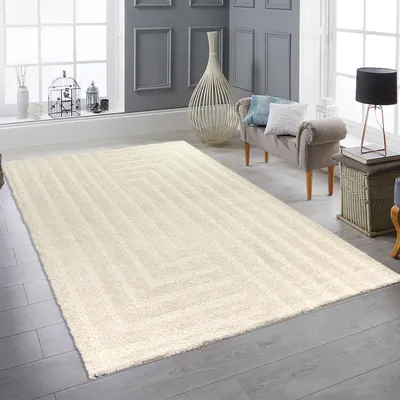 Image de Tapis à poils longs avec motifs doux et moelleux moderne en crème Taille - 160 x 230 cm
