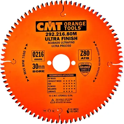 Immagine prodotto di CMT | Lama per legno per troncatrici ø 216/30 mm Z80 WZ/ATB -5° Neg
