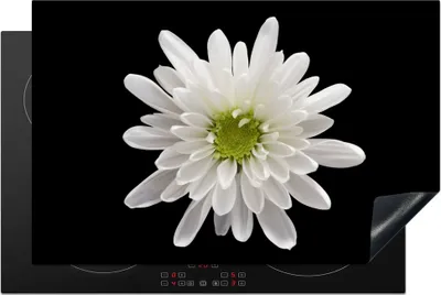 Produktbild von KitchenYeah© Herdabdeckplatte Makro - Weiß - Blume , 80x52cm, Küche Deko, Glaskeramikkochfeld Herdabdeckung, Abdeckplatte fùr Kochfeld
