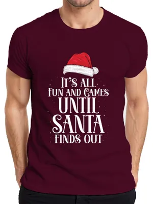 Produktbild von It's all fun and games until Santa finds out - Weihnachten Herren T-Shirt, Burgundy, L