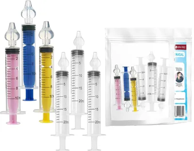 Produktbild von Set aus 6 Baby Nasenspritzern, 10ml und 20ml, BPA-frei, fuer optimale Nasenhygiène