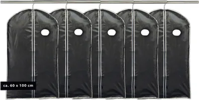 Produktbild von 5x KLEIDERSACK 60x100cm Schwarz Reisesack Schutzhülle Kleiderhülle Pr