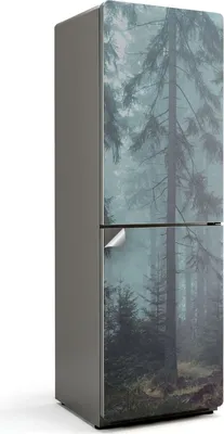 Obrázek produktu pro Mlžná lesní krajina - Samolepka na lednici - Samolepka na lednici - Samolepicí fólie na lednici - Kuchyňské dekorace - 60x180 cm