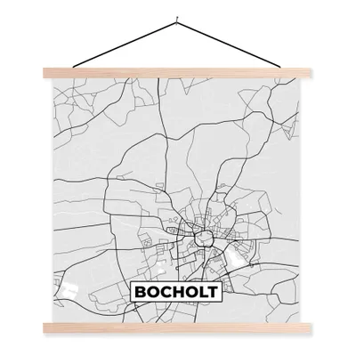 Produktbild von MuchoWow® Textilposter Bocholt - Karte - Stadtplan - Deutschland 120x120 cm mit holzfarbenen Rahmen - Textil-Poster