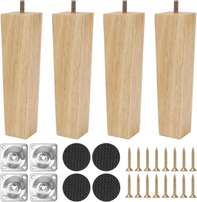 Produktbild von 4 Holz Tischbeine Möbelfüße 20 cm Rund Holzfüße für Möbel