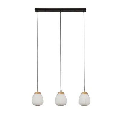Produktbild von Pendelleuchte Metall Glas E14 H: max. 120 cm Schwarz Weiß länglich Modern Hängelampe