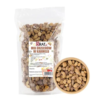Zdjęcie produktu dla MIX orzechów w karmelu 500g Brat.pl