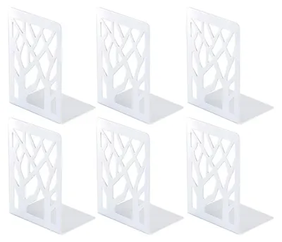 Buchstützen aus Metall, 3 Paar, Weiß, 12x9x17,5 cm