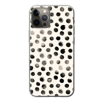 Produktbild von MuchoWow® Handyhülle Schutzhülle Hülle für iPhone 12 Pro Polka dots - Schwarz - Weiß Silikon Softcase Handy Hülle - Abdeckung