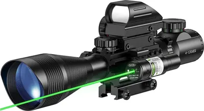 Zdjęcie produktu dla Luneta, podświetlany krzyż, funkcja dalmierza, zielony celownik laserowy