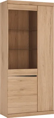 Produktbild von Vitrinenschrank mit 3 Türen SANFORD-129 in Eiche hell Nb., B/H/T: ca. 86/196,5/40 cm