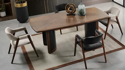 Obrázek produktu pro Rechteckiger Brauner Esstisch Eleganter Küchentisch Edle Holztische