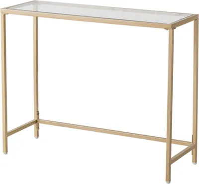 Produktbild von Happyment Moderne Konsolentisch – Wand- & Beistelltisch – Transparent/Gold – Beistelltische – 100cm