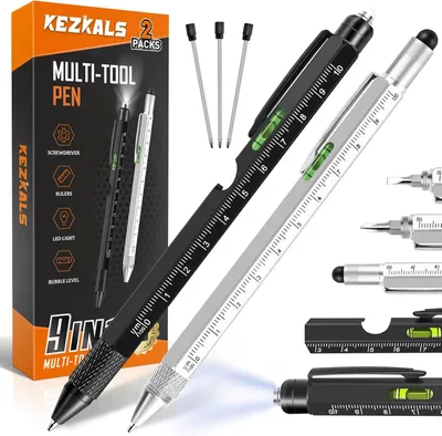 Productafbeelding van Mannen cadeau - Set van 2 - 9-in-1 balpen - Adventskalender vulling mannen - Gadgets voor mannen