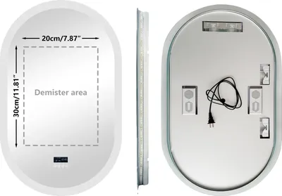 Image de Miroir de salle de bain ovale à LED, haut-parleur Bluetooth, fonction antibuée, 50x80cm