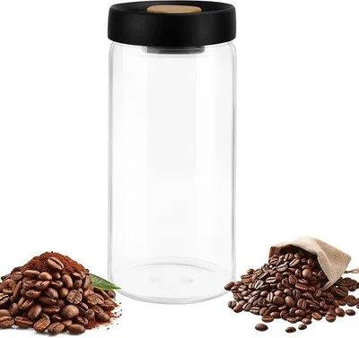 Produktbild von Keramik-Container für Kaffeebohnen - Vakuum-Deckel - Glas-Lagerung - Große Kapazität - 1,8L Fassungsvermögen - für Kaffee, Tee und Nüsse