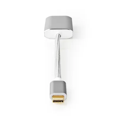 Obrázek produktu pro Nedis USB-C adaptér - USB 3.2 Gen 1 - USB-C samec - DisplayPort samice / USB-C samice - 4K@60Hz - napájení - 0,20 m - kulatý - pozlacený - opletený / nylonový - stříbrný