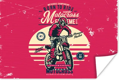 Produktbild von MuchoWow® Poster Mann - Motorrad - Oldtimer 90x60 cm - Schlafzimmer