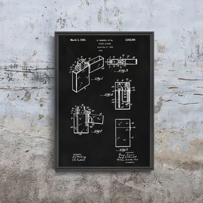 Produktbild von Poster - Canvas - Leinwand - 42 cm x 59,4 cm - Zippo US Patent Gimer