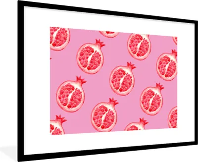 Produktbild von MuchoWow® Gerahmtes Poster Obst - Rosa - Muster 90x60 cm - Poster mit Schwarzem Bilderrahmen Wandposter Rahmen Foto Bilder - Wanddekoration - Fotos