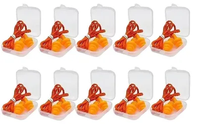 Obrázek produktu pro Špunty do uší s potlačením hluku, opakovaně použitelné, pohodlné nošení, 10 párů, barva: oranžová