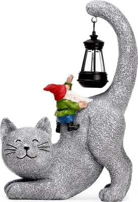 Produktbild von Garten Katze Statue – Solar LED, Kleine Elfenfigur, Blumendekoration, Outdoor Wohnaccessoire,19x9x28cm